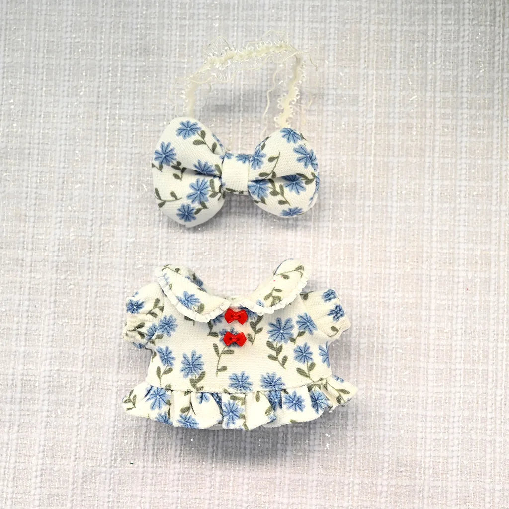 For 17cm Labubu Doll luxury clothes pink dresses Bow headband