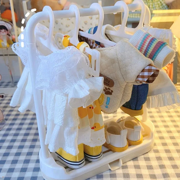 19cm Labubu Clothing Hanger & Shoes Rack
