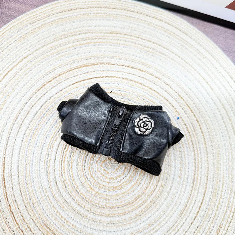 Edgy Faux Leather Outfits for 17cm Labubu Dolls