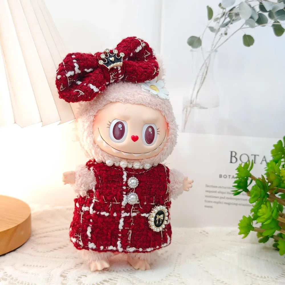17cm Labubu Plaid Dress Set