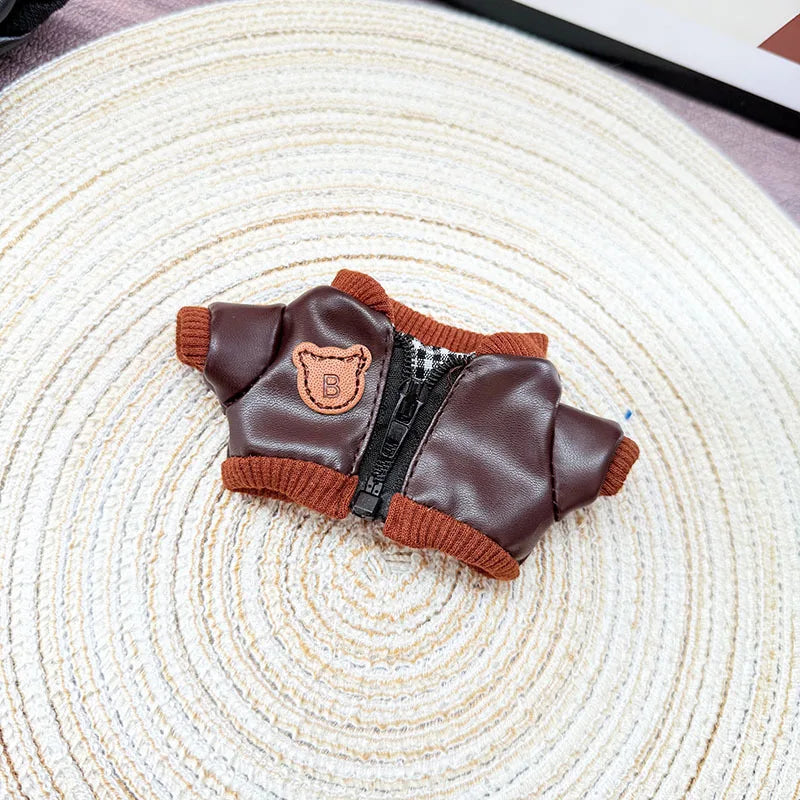 Edgy Faux Leather Outfits for 17cm Labubu Dolls