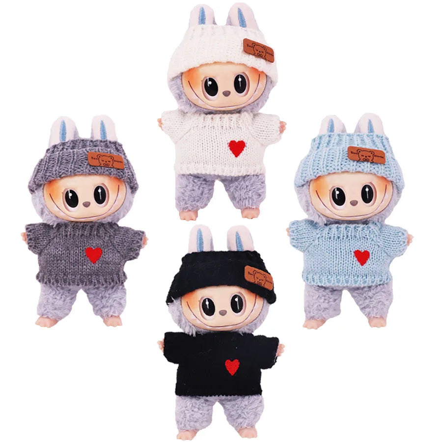 Red Love heart 17cm Labubu Doll Outfit Set