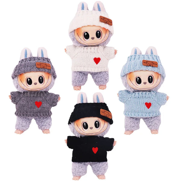 Red Love heart 17cm Labubu Doll Outfit Set