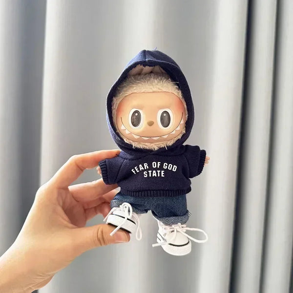 Fear Hoodie Set for 17cm Labubu Dolls