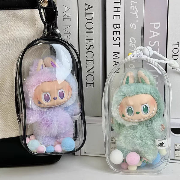 17cm Labubu Transparent Display Bag with Keychain