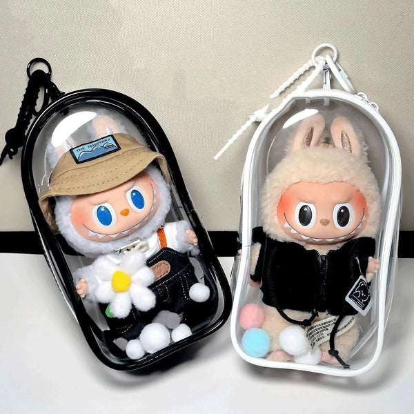 17cm Labubu Transparent Display Bag with Keychain