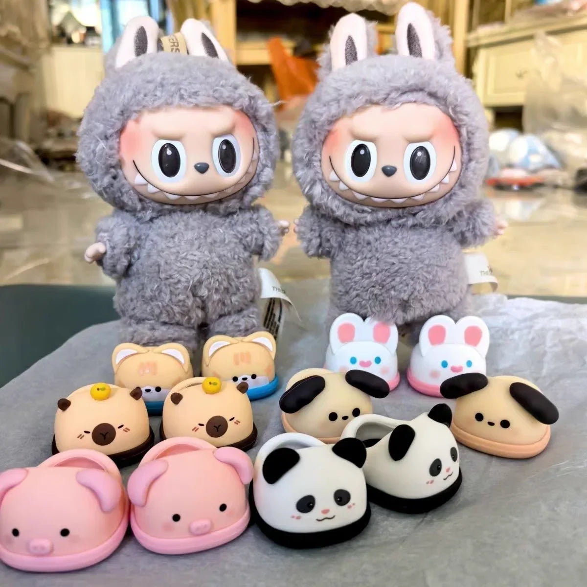 17cm Labubu Cute Animal Rubber Slippers